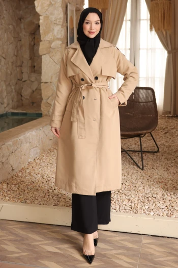 Vizon Kruvaze Yaka Astarlı Trençkot