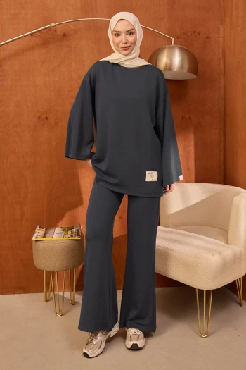Antrasit Armalı Tunik Pantolonlu Modal Takım