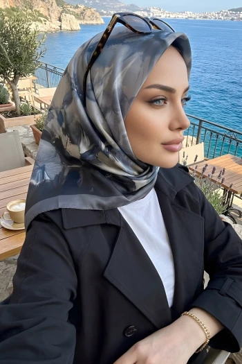 Füme Desenli Soft Eşarp