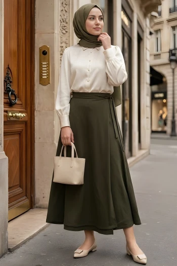 Haki Katlı Dabıl Etek