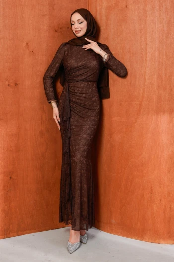 Kahverengi Vibrant Abiye