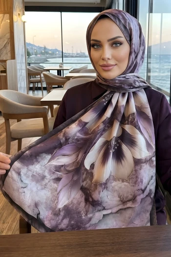 Mor Desenli Soft Şal