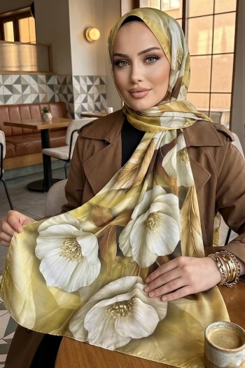 Sarı Desenli Soft Şal
