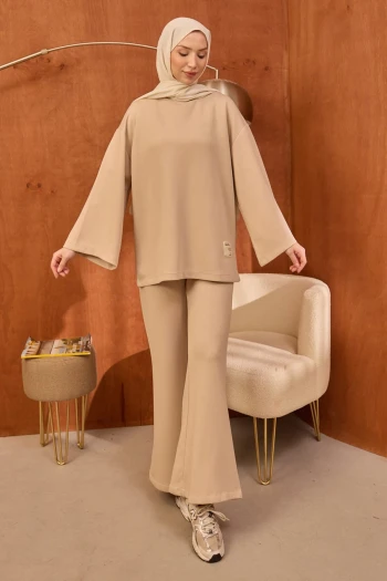 Taş Armalı Tunik Pantolonlu Modal Takım