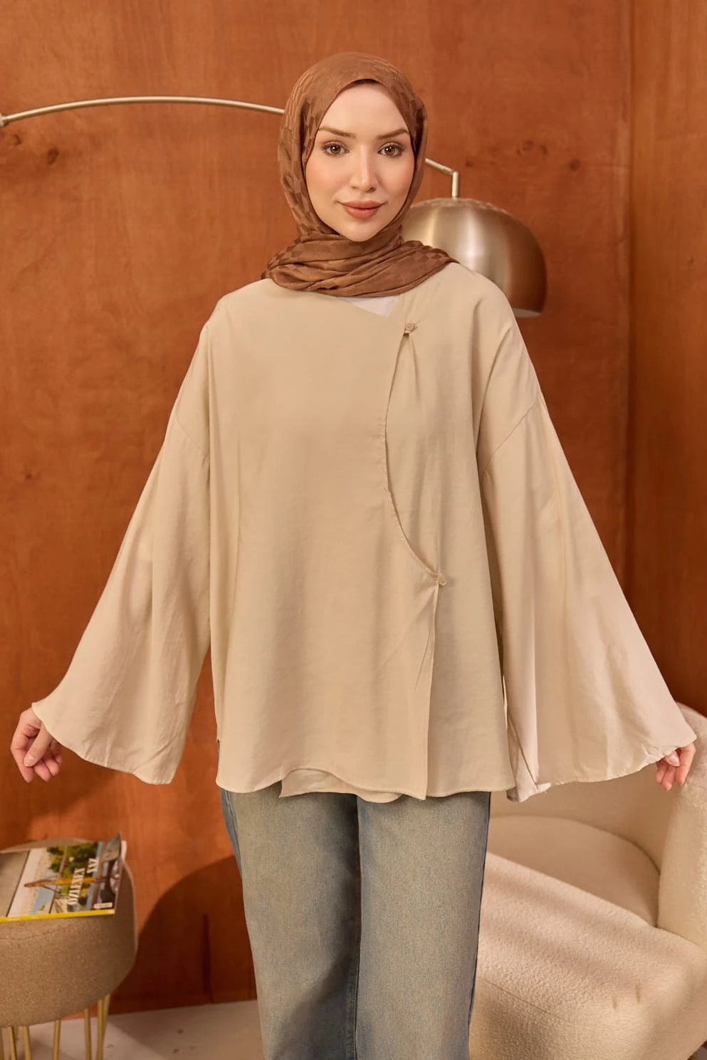 Taş Ön Bağlamalı Kimono