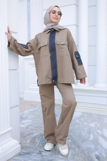 Vizon Kot Garnili Ceket Pantolonlu Takım