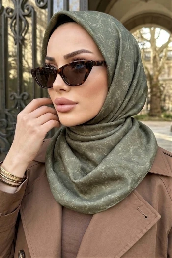 Yeşil Trend Dijital Twil- Rayon Krisital Eşarp