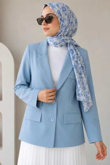 Bebe Mavi Astarlı Blazer Dabıl Ceket