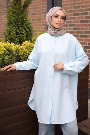 Bebe Mavi Düğmeli Basic Salaş Tunik
