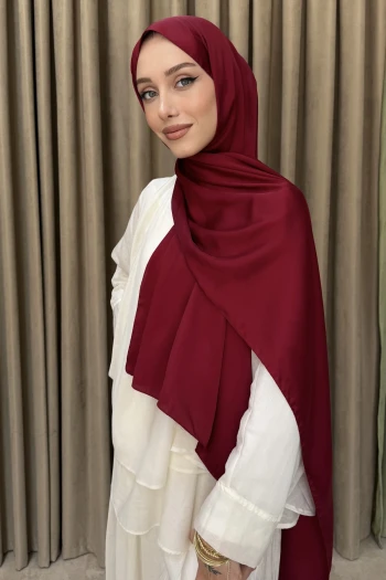 Bordo Abiye Kristal İpek Şal