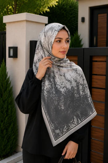 Gri Desenli Pamuklu Şal