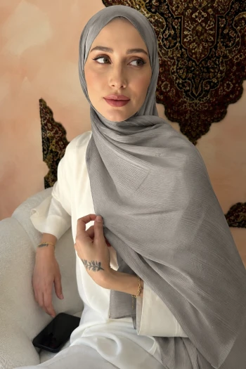 Gümüş Abiye Safir İpek Şal