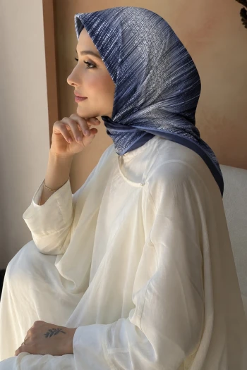 Lacivert Desenli Soft Eşarp