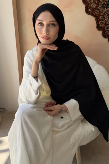 Siyah Desenli Pamuk Şal