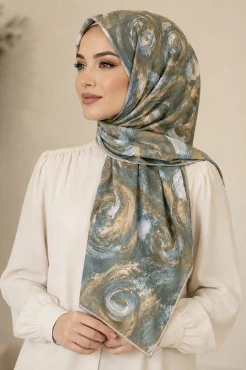 Haki Pamuklu Soft Eşarp