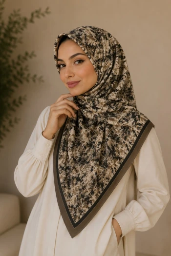 Haki/Vizon Pamuklu Soft Eşarp