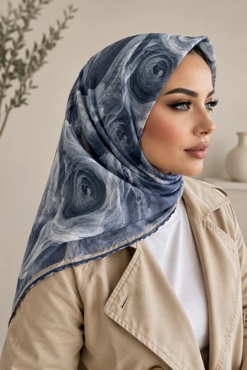 Lacivert Pamuklu Soft Eşarp
