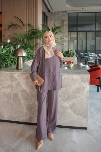 Mürdüm Tunik Pantolonlu Modal Takım