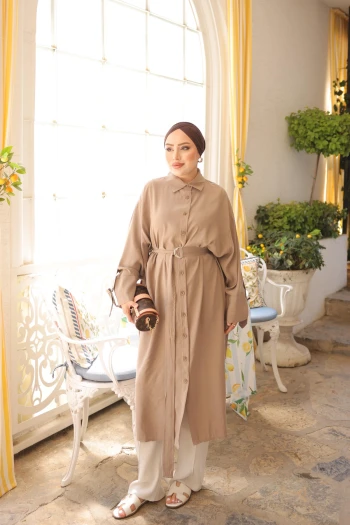 Vizon Bel Kuşaklı Cepli Oversize Tunik