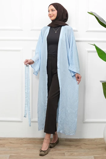 Bebe Mavi Bel Bağlamalı Uzun Kimono