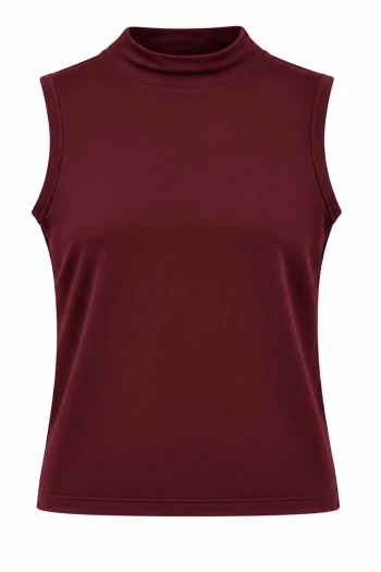Bordo Sıfır Kol Modal Yaka Katlı Body