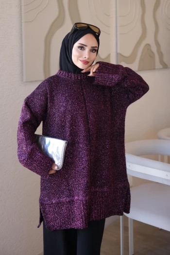 Mor Simli Sakal Salaş Triko Tunik
