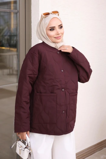 Mürdüm Cepli Kapitone Çıtçıtlı Mont
