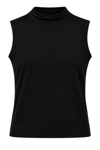 Siyah Sıfır Kol Modal Yaka Katlı Body